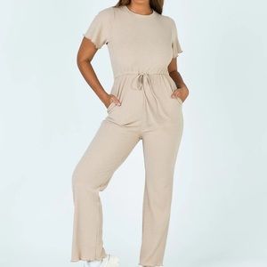 Princess Polly Ribbed Tan Jumpsuit